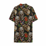 Vintage Skull Pattern Print Cotton Hawaiian Shirt