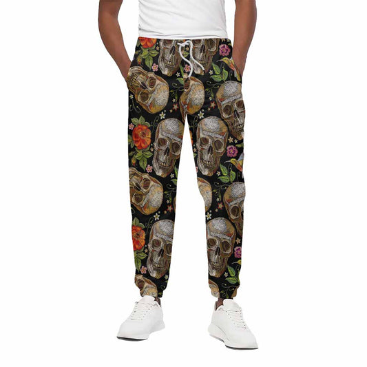 Vintage Skull Pattern Print Cotton Pants