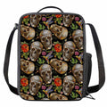 Vintage Skull Pattern Print Crossbody Lunch Bag