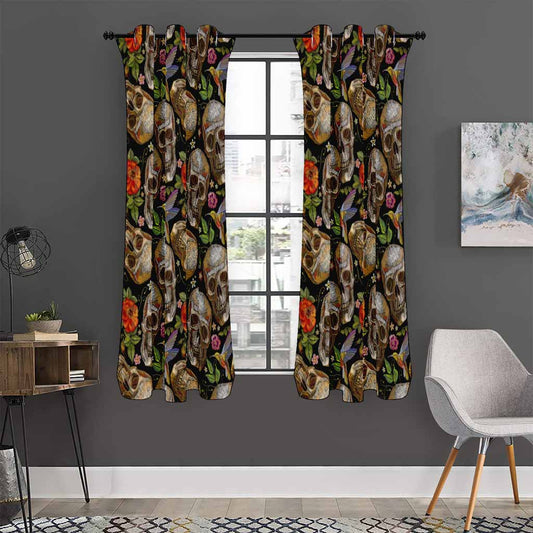 Vintage Skull Pattern Print Curtain