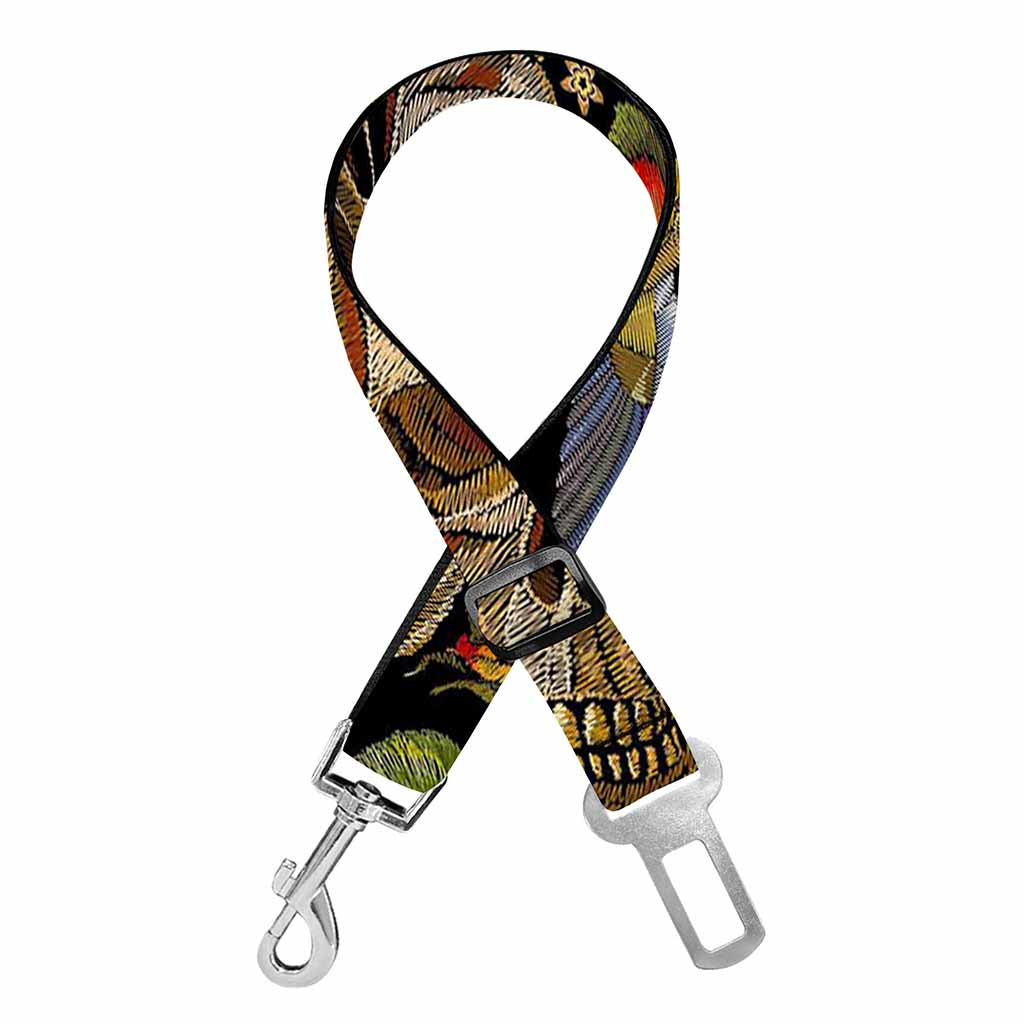 Vintage Skull Pattern Print Dog Seat Belt