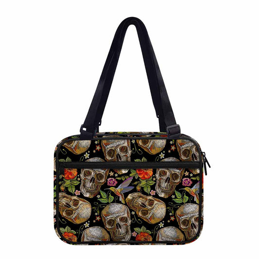 Vintage Skull Pattern Print Double Strap Bible Bag