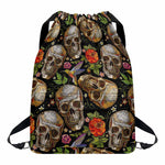 Vintage Skull Pattern Print Drawstring Backpack