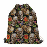 Vintage Skull Pattern Print Drawstring Bag