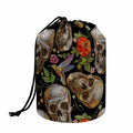 Vintage Skull Pattern Print Drawstring Makeup Bag