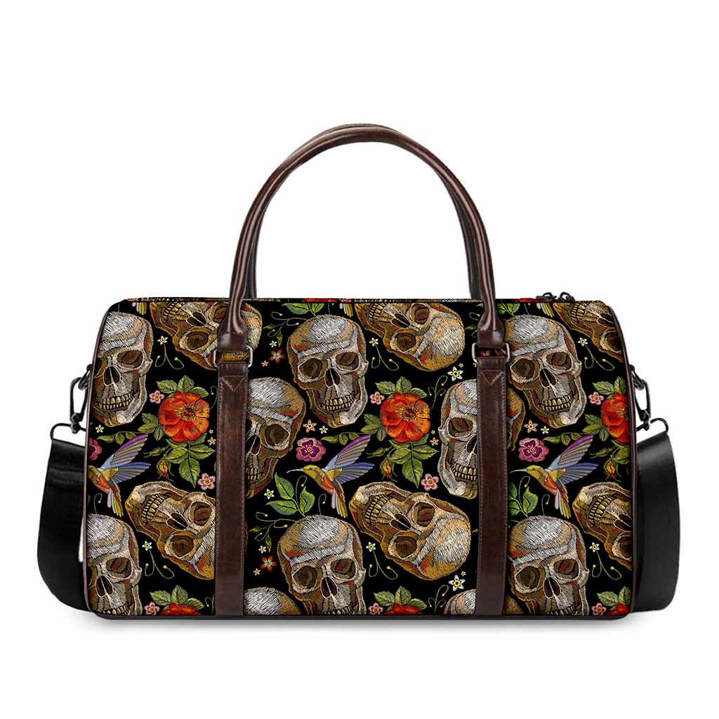 Vintage Skull Pattern Print Duffle Bag