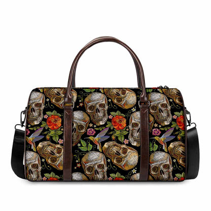 Vintage Skull Pattern Print Duffle Bag