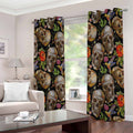 Vintage Skull Pattern Print Extra Wide Grommet Curtains
