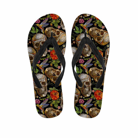 Vintage Skull Pattern Print Flip Flops