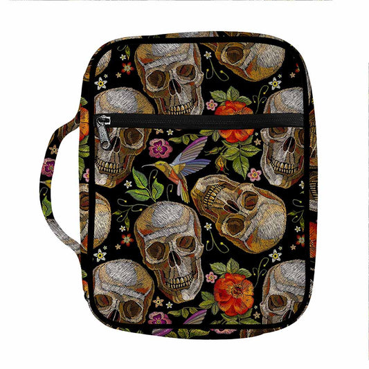 Vintage Skull Pattern Print Front Pocket Bible Bag