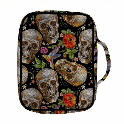 Vintage Skull Pattern Print Front Pocket Bible Bag