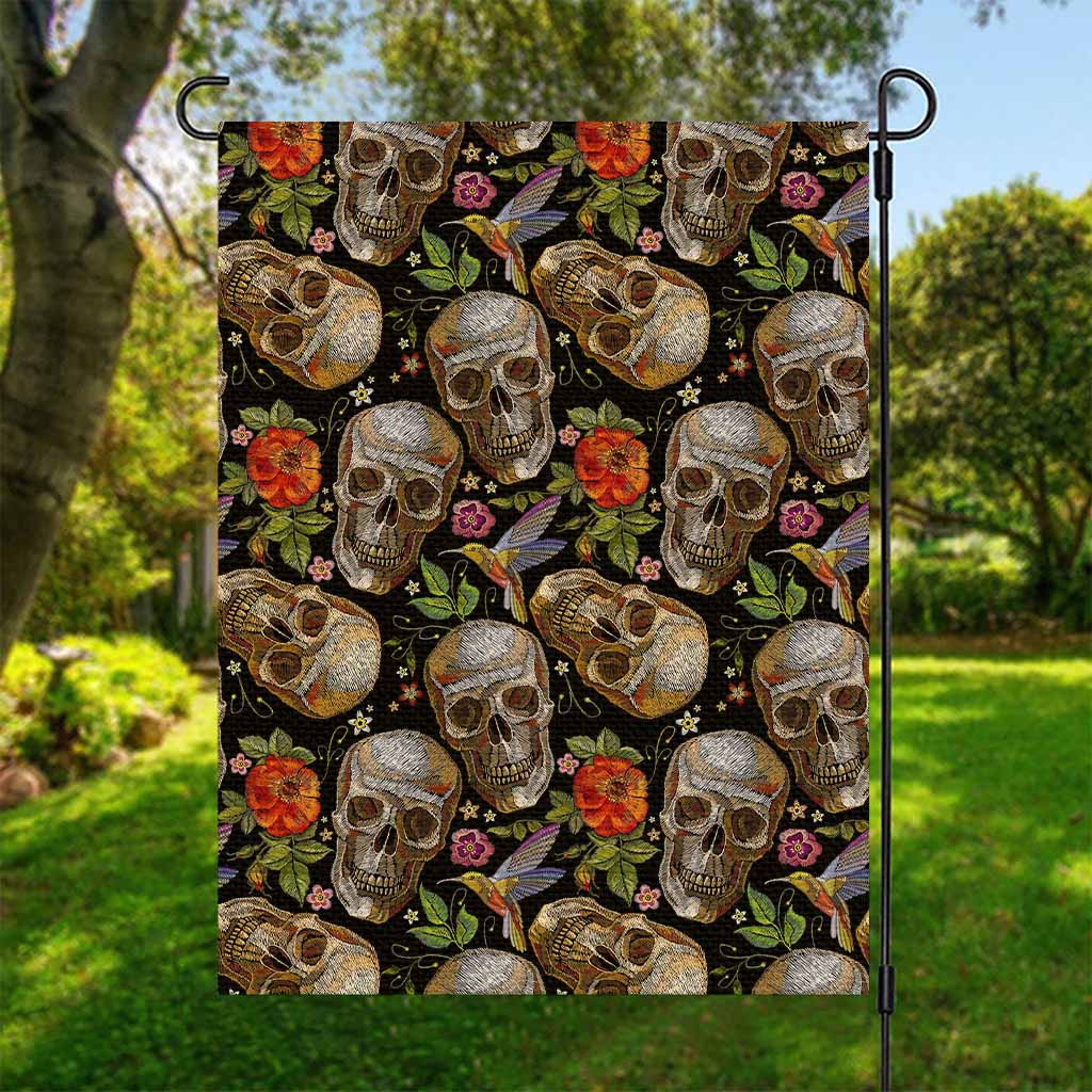 Vintage Skull Pattern Print Garden Flag