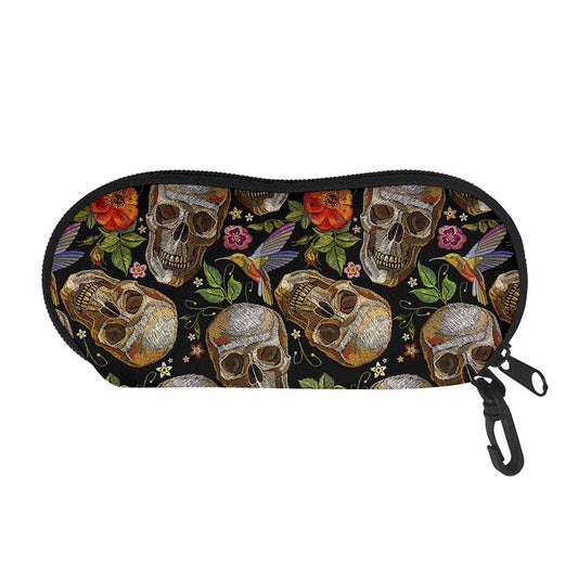 Vintage Skull Pattern Print Glasses Case