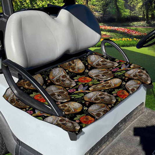 Vintage Skull Pattern Print Golf Cart Seat Cover