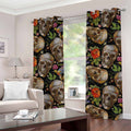 Vintage Skull Pattern Print Grommet Curtains