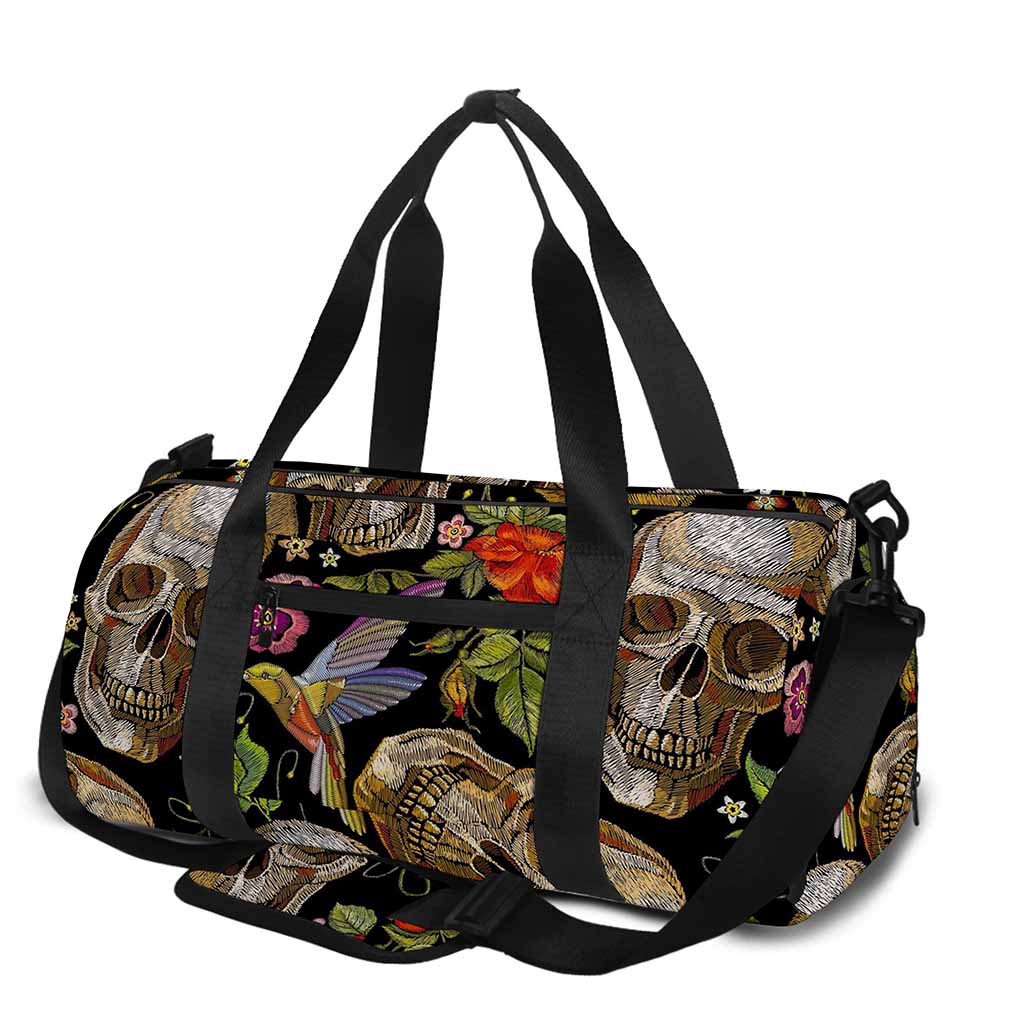 Vintage Skull Pattern Print Gym Bag