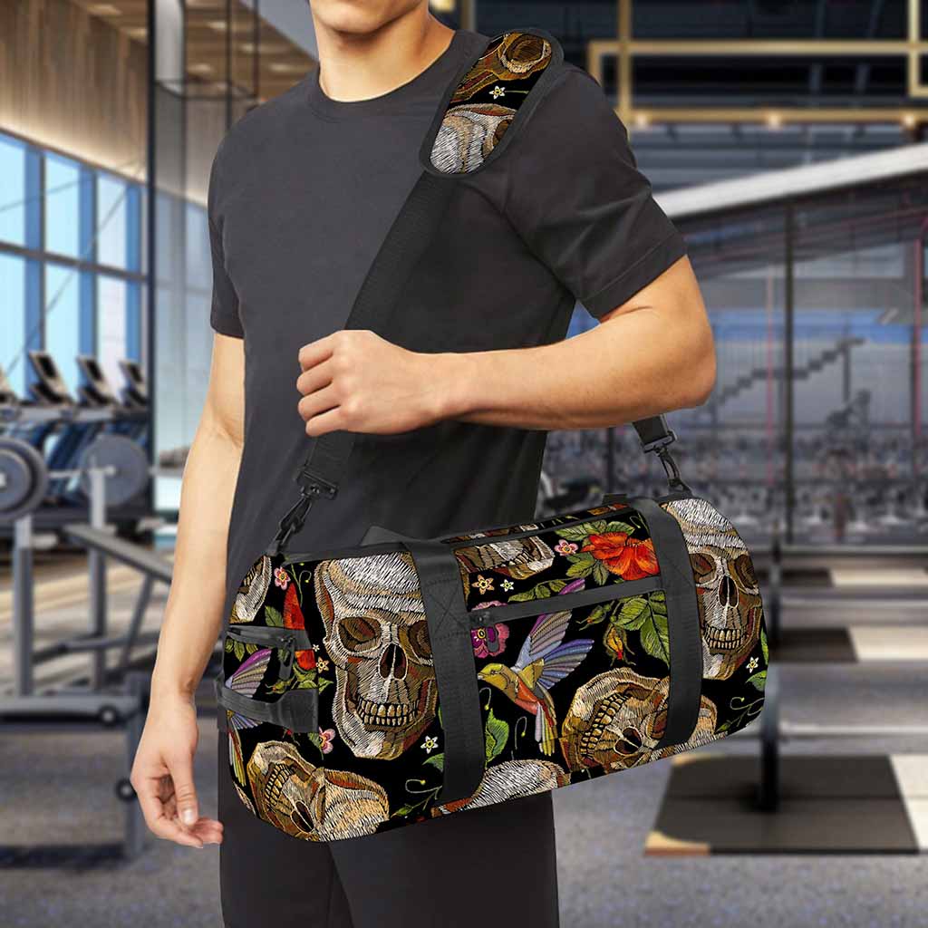 Vintage Skull Pattern Print Gym Bag