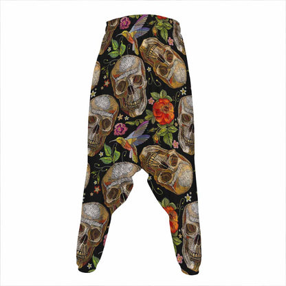 Vintage Skull Pattern Print Hammer Pants