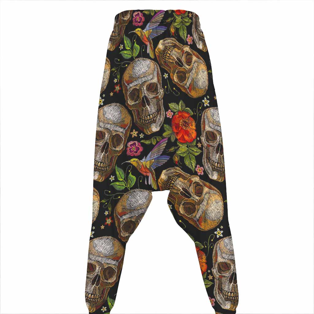 Vintage Skull Pattern Print Hammer Pants