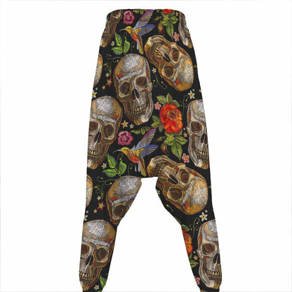 Vintage Skull Pattern Print Hammer Pants