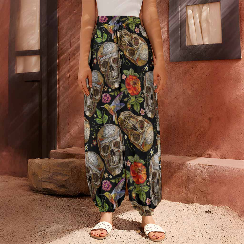 Vintage Skull Pattern Print Harem Pants