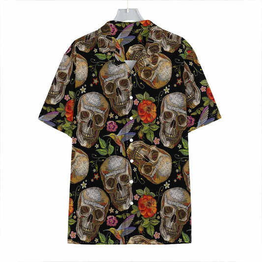 Vintage Skull Pattern Print Hawaiian Shirt