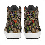 Vintage Skull Pattern Print High Top Leather Sneakers