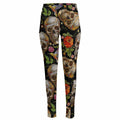 Vintage Skull Pattern Print High-Waisted Pocket Leggings
