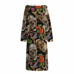 Vintage Skull Pattern Print Hooded Bathrobe