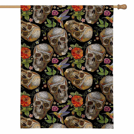 Vintage Skull Pattern Print House Flag
