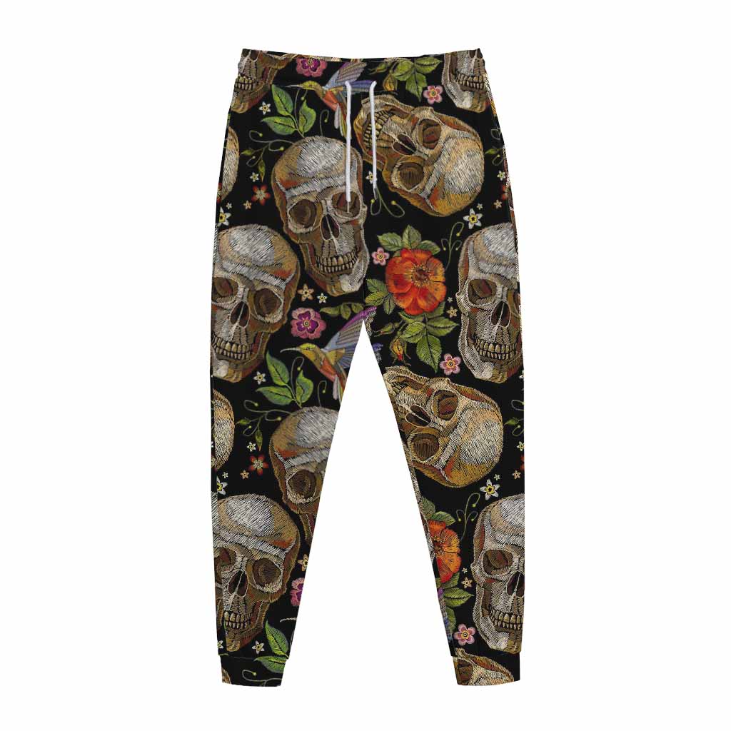 Vintage Skull Pattern Print Jogger Pants
