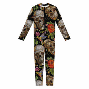 Vintage Skull Pattern Print Jumpsuit