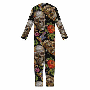 Vintage Skull Pattern Print Jumpsuit