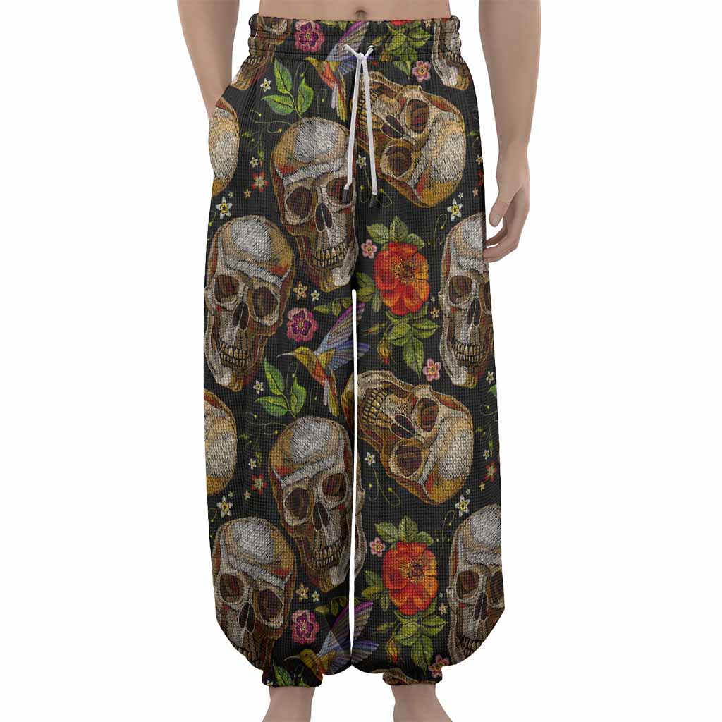 Vintage Skull Pattern Print Lantern Pants