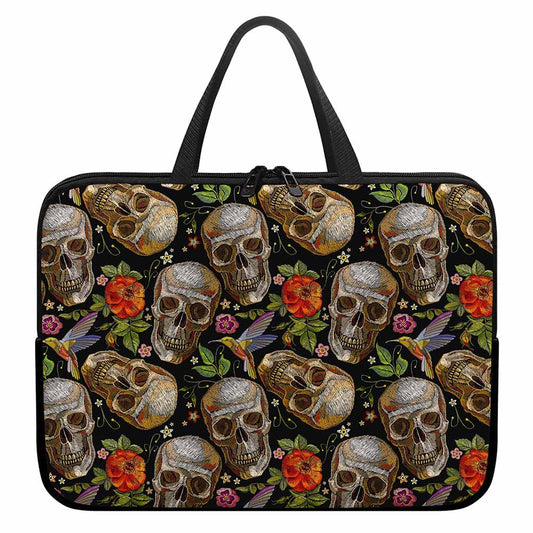 Vintage Skull Pattern Print Laptop Sleeve With Handle