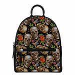 Vintage Skull Pattern Print Leather Backpack