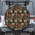 Vintage Skull Pattern Print Leather Spare Tire Cover