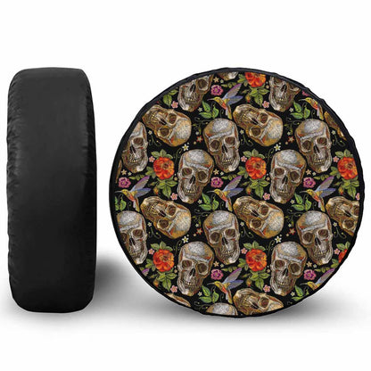 Vintage Skull Pattern Print Leather Spare Tire Cover