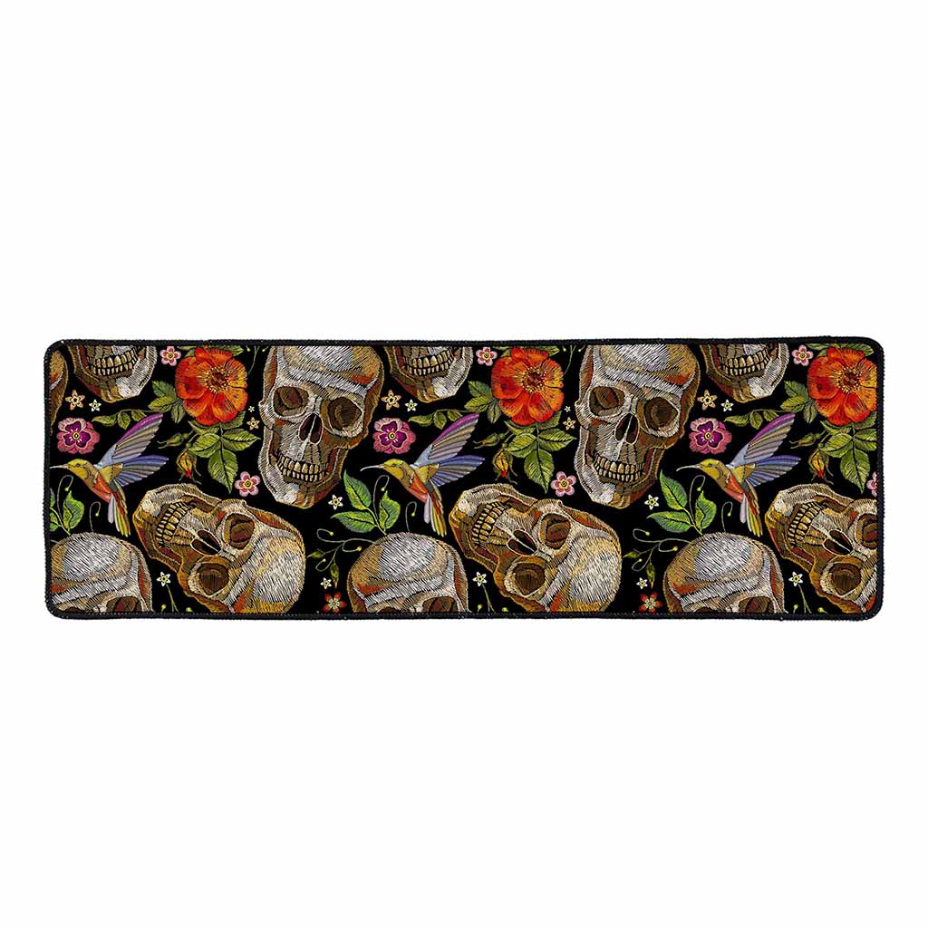 Vintage Skull Pattern Print Long Kitchen Mat