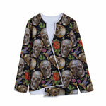 Vintage Skull Pattern Print Long Sleeve Short Coat