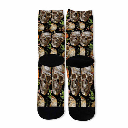 Vintage Skull Pattern Print Long Socks