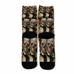 Vintage Skull Pattern Print Long Socks
