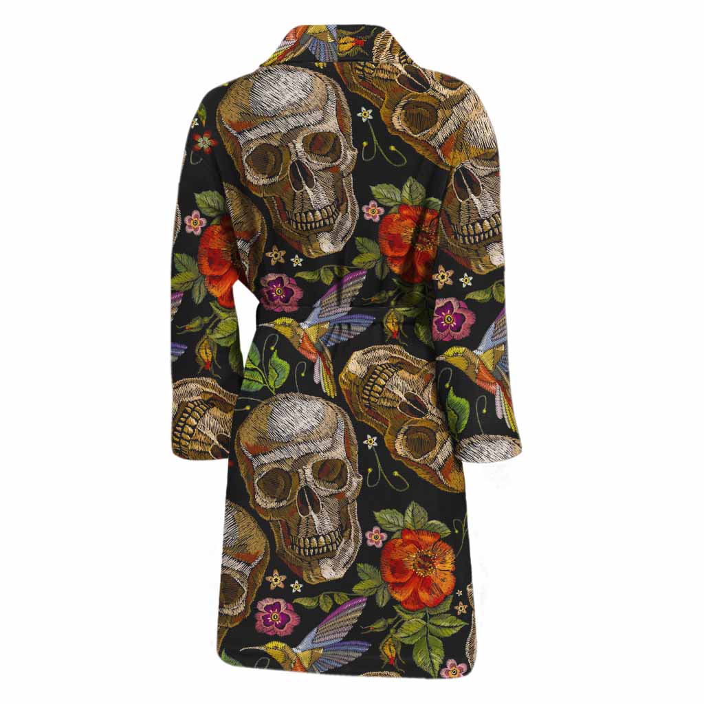 Vintage Skull Pattern Print Men's Bathrobe