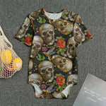 Vintage Skull Pattern Print Men's Bodysuit