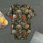 Vintage Skull Pattern Print Men's Bodysuit