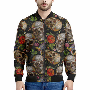 Vintage Skull Pattern Print Men's Bomber Jacket