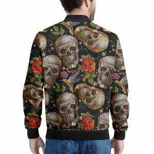 Vintage Skull Pattern Print Men's Bomber Jacket