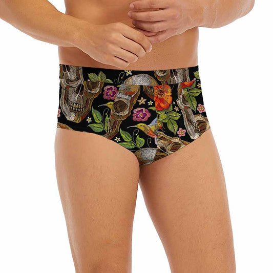 Vintage Skull Pattern Print Men's Briefs
