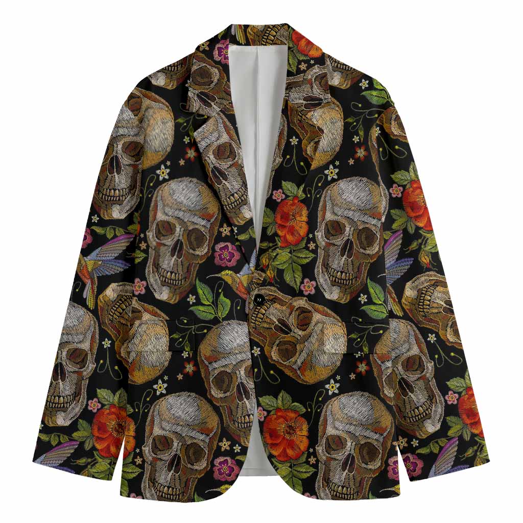 Vintage Skull Pattern Print Men's Cotton Blazer