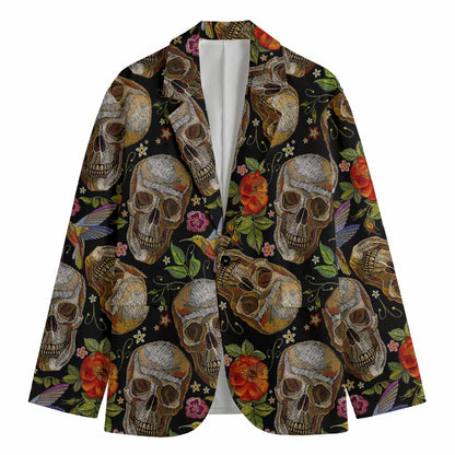 Vintage Skull Pattern Print Men's Cotton Blazer